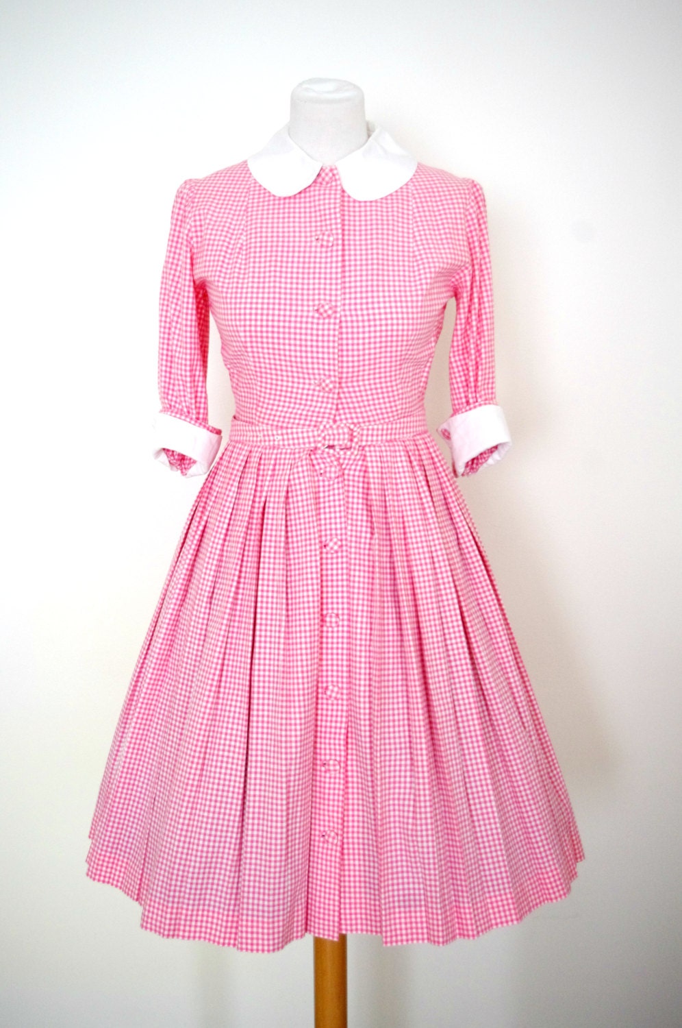 Robe Vintage Des Années 50 Façon Brigitte Bardot Vichy Rose