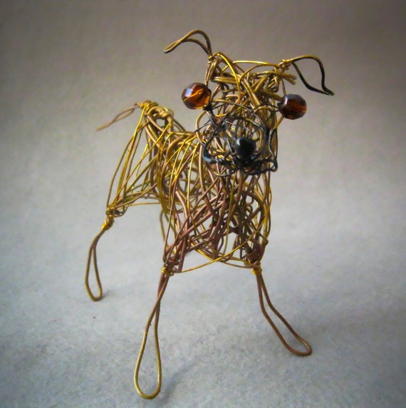 Pet Dog Figurine Wire Sculpture Home Decor Dog Metal Dog
