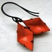 Red vintage glass earrings, vintage earrings, diamond shaped glass earrings