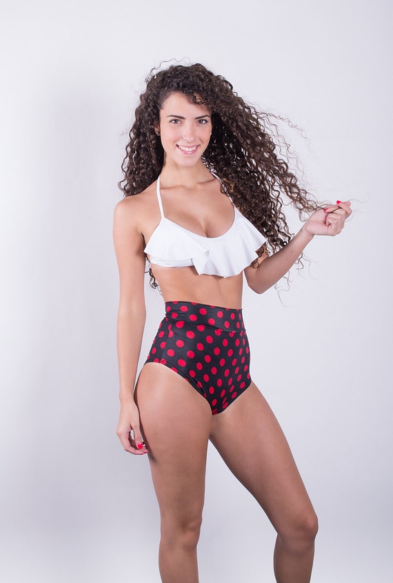 Items Similar To Red Polka Dot High Waisted Bikini Bottoms On Etsy