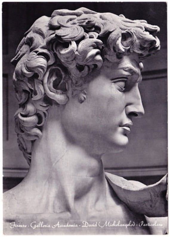 Vintage postcard Head of David detail by ArcaniumAntiques on Etsy