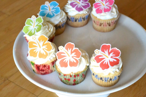 Edible Hawaiian Tropical Hibiscus Flowers Cake & Cupcake