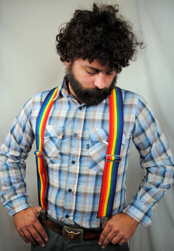 Vintage Mork From Ork 80s Rainbow Suspenders