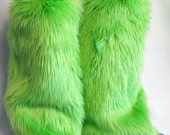 Lime Green Monster Leg Warmers / Fluffies / Boot Covers - Cosplay / Furry / Animal / Rave