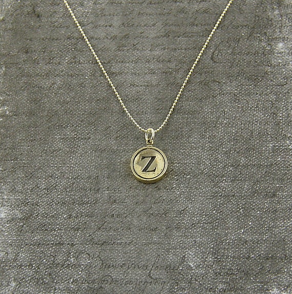 Letter Z Necklace Silver Initial Typewriter Key Charm