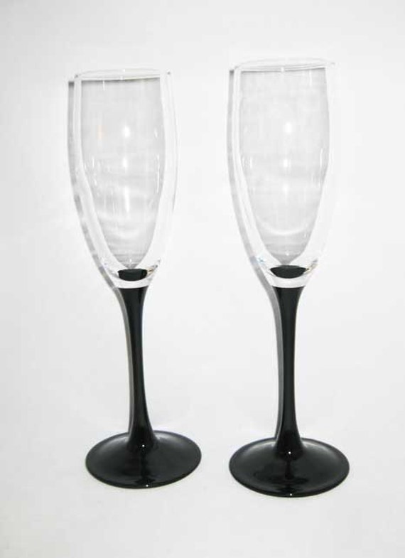 French Black Stemmed Crystal Champagne by WrappedRoundMyFinger