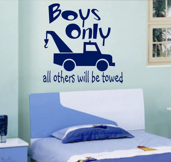 Boys Only Tow Truck Vinyl Wall Lettering Vinyl Wall Decals