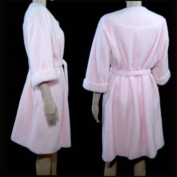 pink fluffy bathrobe
