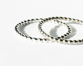 Sterling silver stacking rings set Silver beaded stackable ring Handmade silver ring