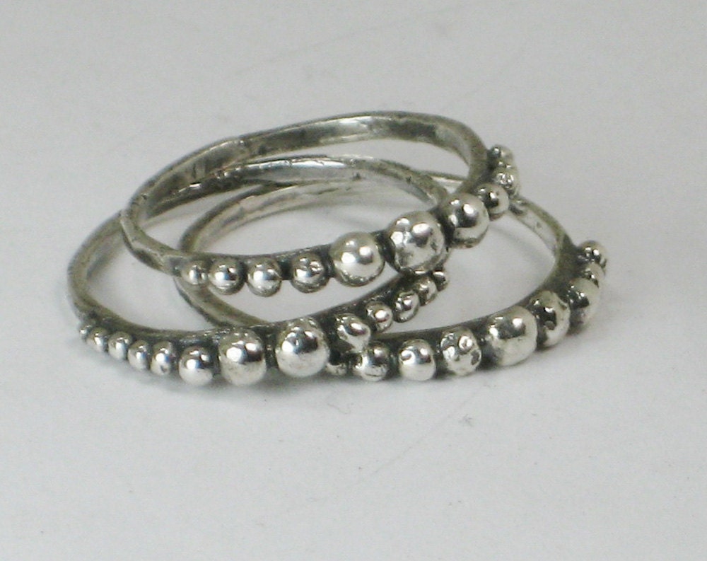 Sterling Balls Ring Hand Crafted Organic Textured Sterling