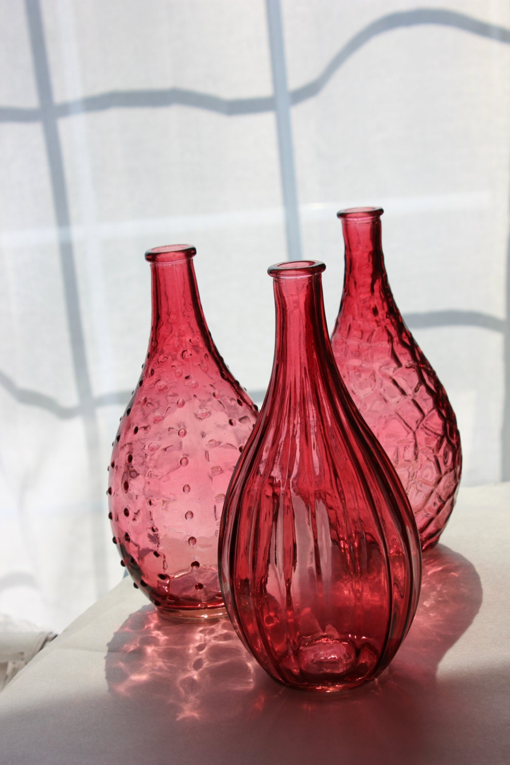 Set of 6 LIGHT PINK GLASS Bottles Peachy by DesignsByEmbellish