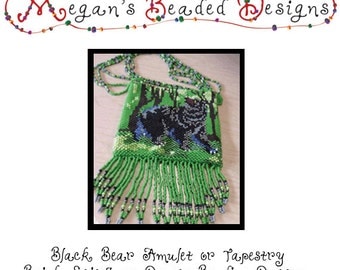 Black Bear Amulet or Mini Tapestry Beading Pattern PDF
