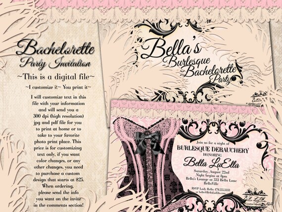 Burlesque Bachelorette Party Invitation Lingerie Shower