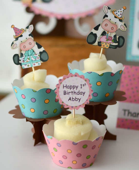 Toppers de cupcake fiesta de cumpleaños por bcpaperdesigns en etsy