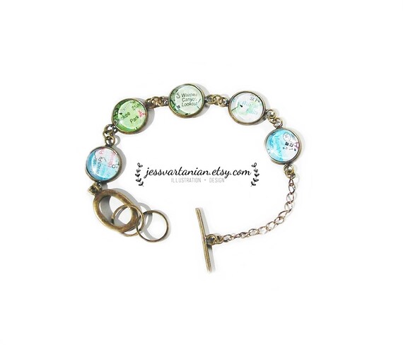 Map Location Custom Bangle Charm Bracelet