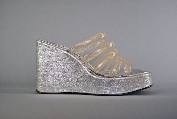 Glitter platform sandals Clear Jelly strappy by