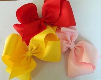 10 Extra Large Grosgrain Boutique Bows, approx. 6" wideTexas Style ,Back to School , Birthday Gift, Big Bows,Large Bows, You pick colors