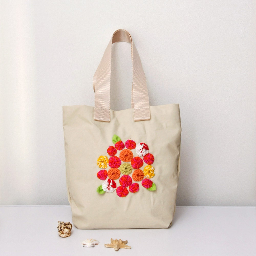 Colorful canvas tote white diaper bag medium by TheBesssCorner