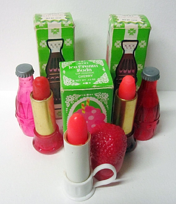 Vintage Avon Lip gloss soda bottles 3 full with Boxes