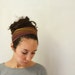 Reversible Fabric Headband / woven stripes and batik in brown
