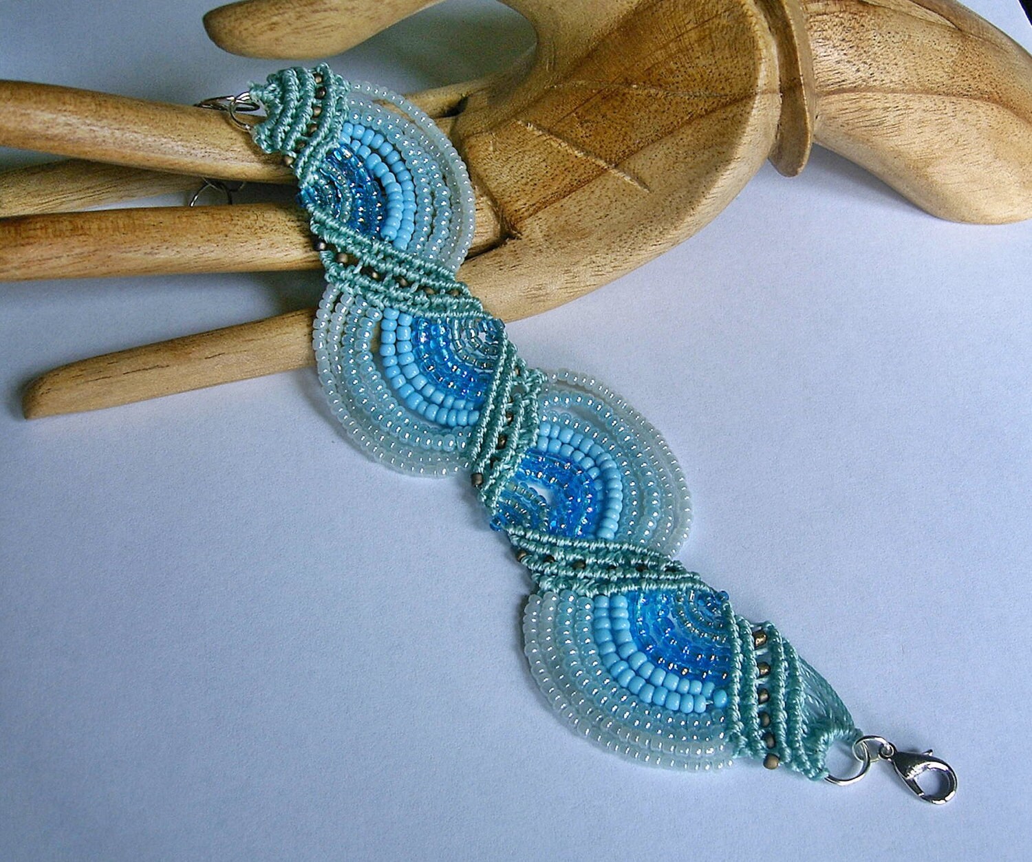 Micro Macrame Bracelet Cuff Beaded Macrame Jewelry 2906