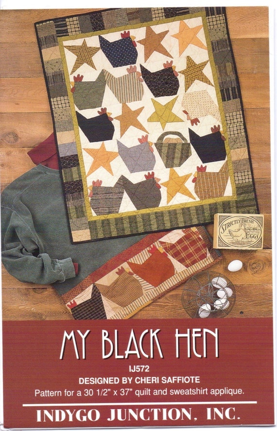 90s Indygo Junction Inc Quilt Pattern My Black Hen Wall Quilt