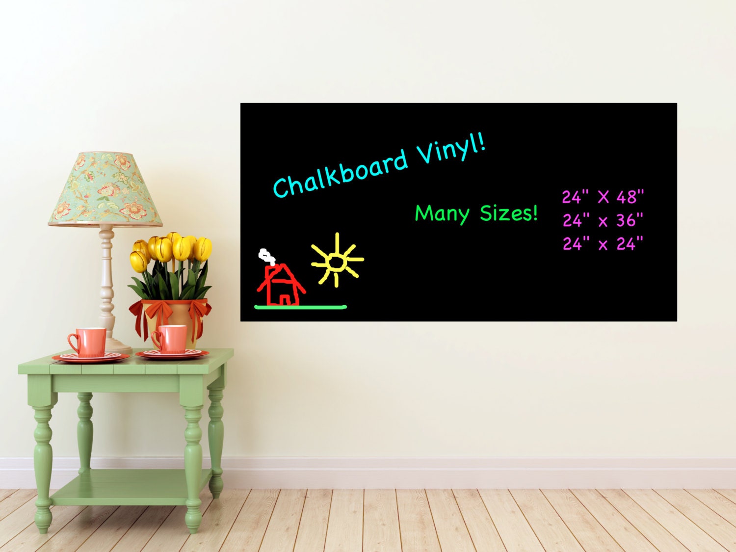 Large Chalkboard Vinyl Wall Decal Rectangle Many Sizes 24