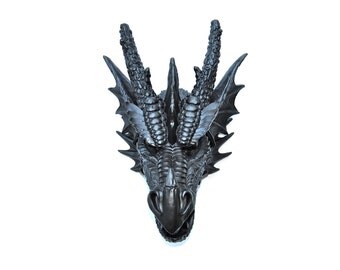 Black Dragon Head Wall Mount - Faux Taxidermy DR17