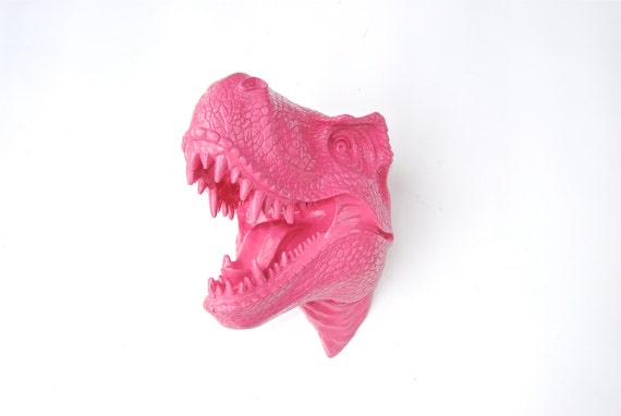 T-Rex Dinosaur Head Wall Mount Hot Pink Dinosaur Faux