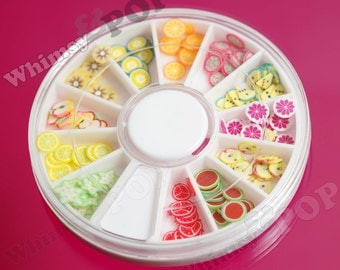 1 - Nail Art Wheel Fimo Fruit Slices, Fruit Nail Decorations, Nail Decals (C1-25)