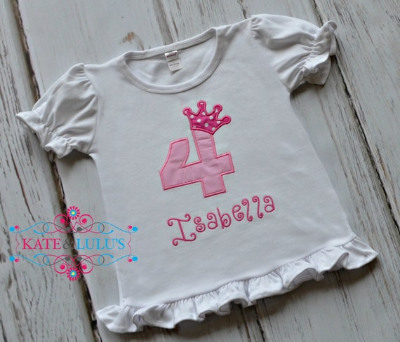 Items similar to Princess Birthday Shirt - Applique embroidered ...