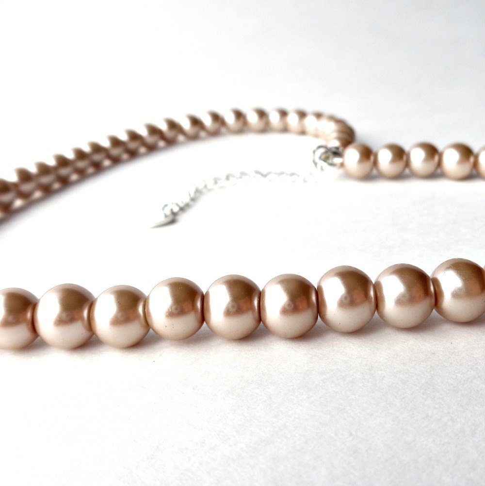 Champagne Pearl Necklace Nude Pearl Necklace Champagne