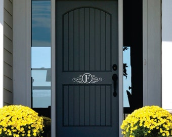 Monogram Door Decor - Name Wall Decal - Personalized Vinyl Lettering for Door - Front Door Decals