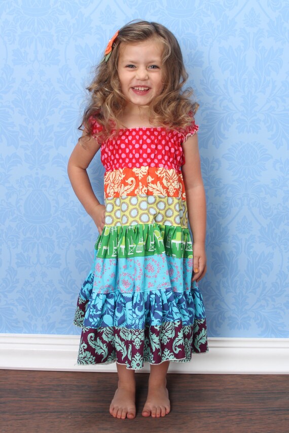 Items similar to The Pinwheel Dress in Annie - Boutique Rainbow Twirl ...