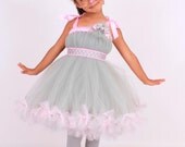 Petti Tutu Dress - Halloween Mouse Costume - Grey and Pink - Mischievous Mouse - 12 Month to 2 Toddler Girl - Cutie Patootie Designz Il_170x135