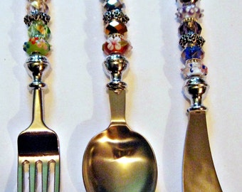 Beautiful beautiful  Special serving H ostess  Gift Holidays UTENSILS SERVING utensils  and BEADED