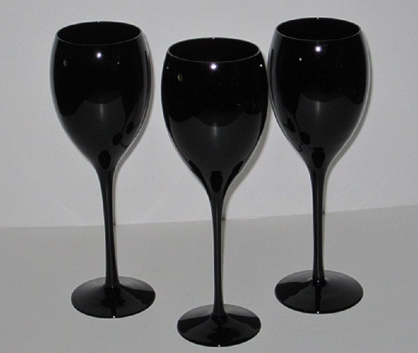 Vintage MIKASA Black Crystal Wine Glasses 12 oz. Sleek Dark