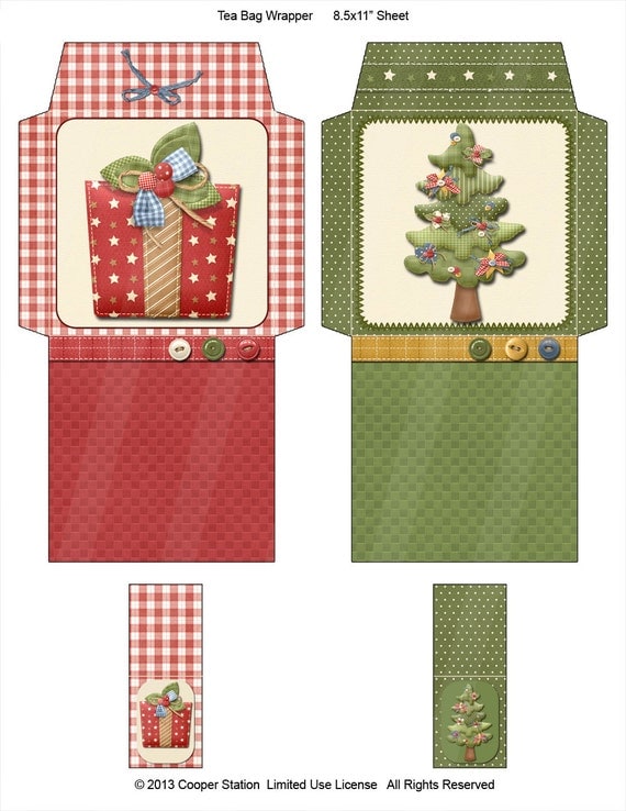 christmas printable digital tea bag envelopes holiday tea
