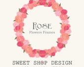 Rose Clipart, Flower Border Clipart, Frames, Royalty Free Clipart, N03, Valentine, Instant Download Il_170x135