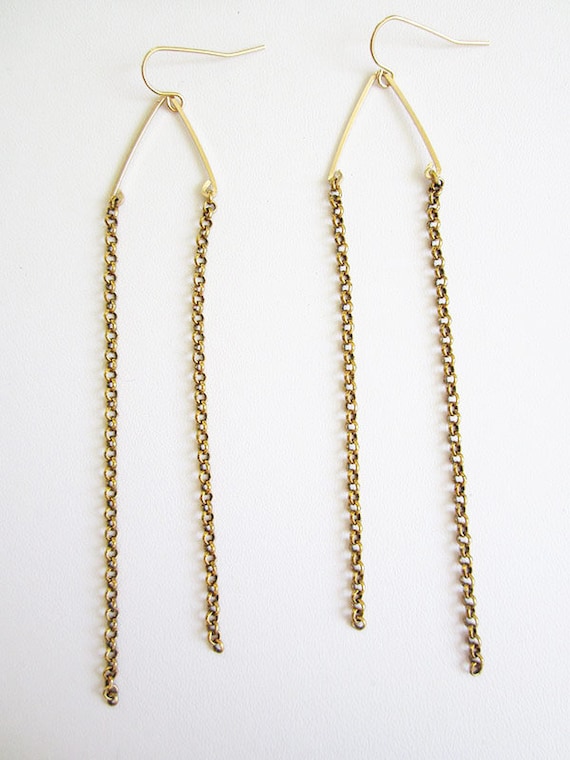 Modern Dangle Chain Earrings by lovehardjewelry on Etsy