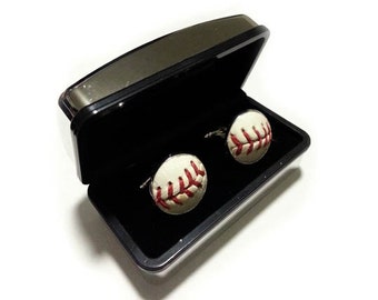 Baseball Cufflinks - Handmade Cuff Links Using a Real Baseball 2017 SALE
