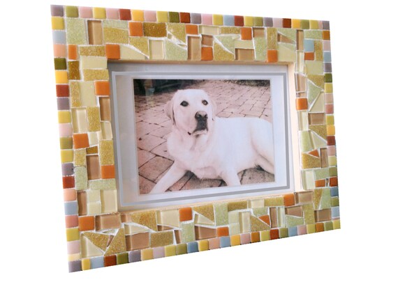 Glass mosaic picture frame 5 x 7 photo frame by GreenStreetMosaics