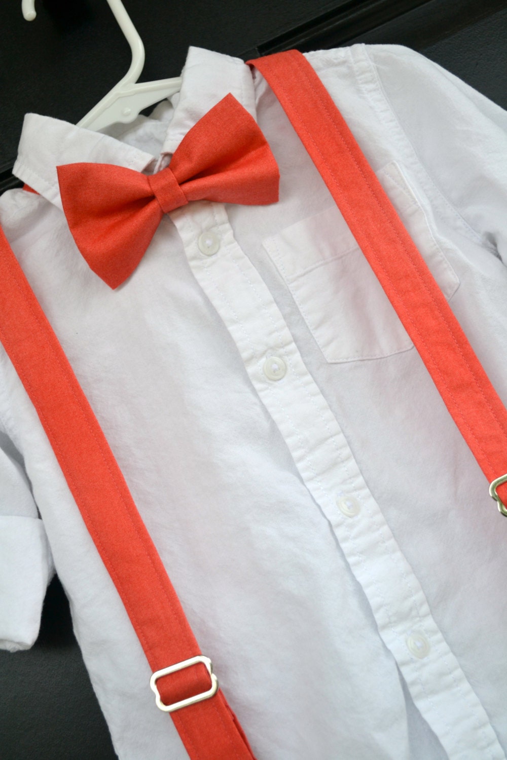 boys coral bow tie child coral suspenders coral reef bowtie