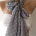 Elegant Scarf Shawl - Grey - Pink Polka Dot
