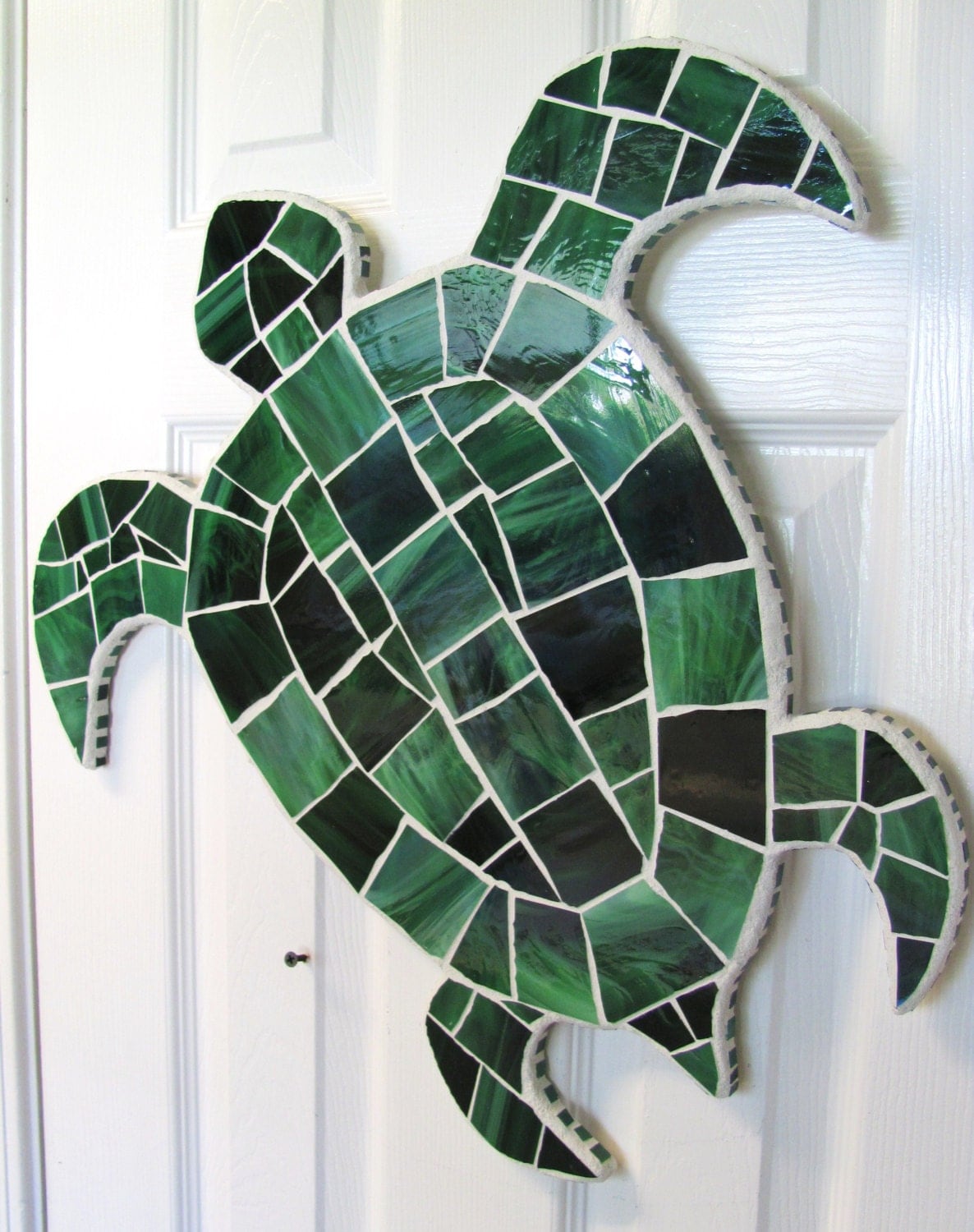 Stained Glass Mosaic Sea Turtle Shape Wall by