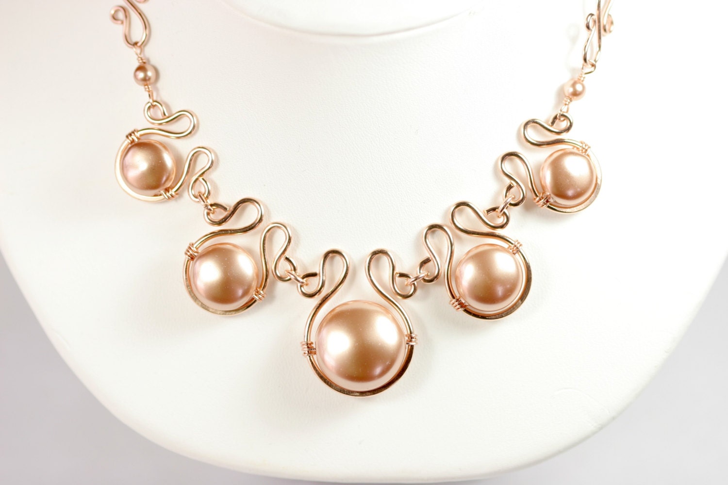 Rose Gold Statement Necklace Rose Gold Pearl by JessicaLuuJewelry