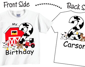 2nd Farm Birthday Shirts and Tshirts with Farmyard and Farm Animals Tees