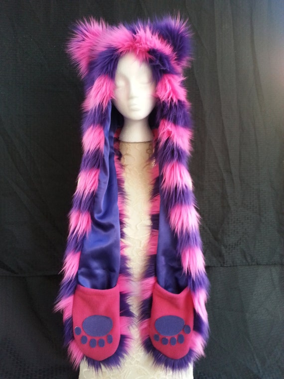 Custom Pink and Purple Striped Cheshire Cat Scoodie by DreamFluffs