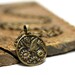 Butterfly Necklace, Antique Button Jewelry, Sunflower Bouquet Pendant, Early 1900s Brass Necklace Charm, Late 1800s - "Ribbons and Wings"