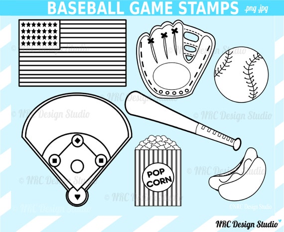 Sports Clip Art - Baseball Game Digital Stamps Clip Art - Digital Baseball Clipart Il_570xn